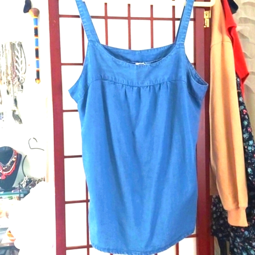 GAP Square Bib Soft Denim blue Tank Top SZ L